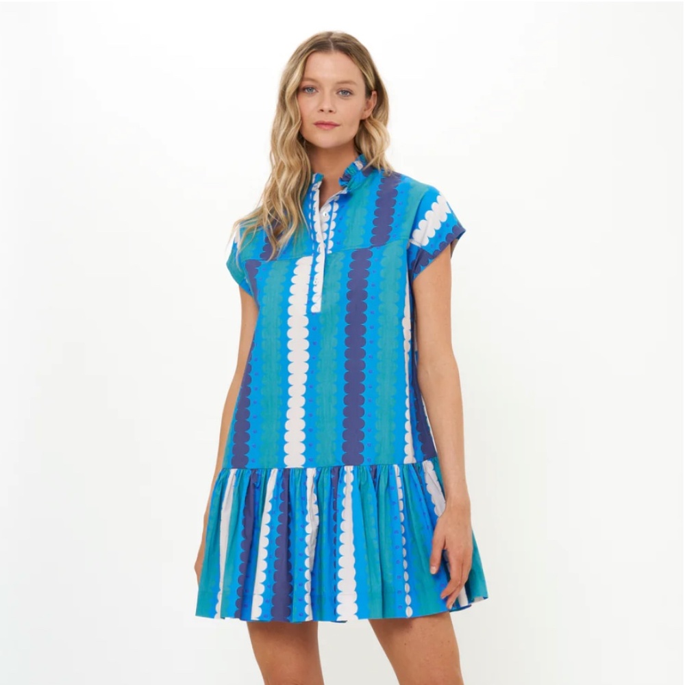Oliphant Women’s NWT Cap Sleeve Dress XS Meko Blue 1179P